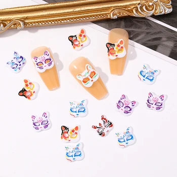 10pcs 3D Nove Srčkan Mini Risanka Fox Masko Mačka Masko Nail Art Čare Smolo DIY Kawaii Nail Art Manikura Accessorie