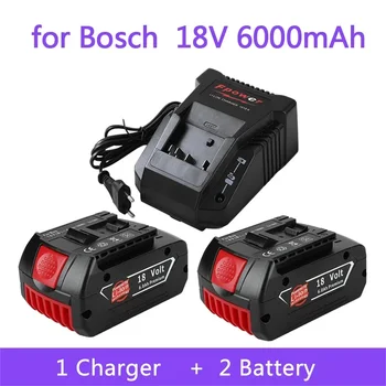 18V Akumulator 6.0 Ah za Bosch Električni Vrtalnik 18V Polnilna Litij-ionska Baterija BAT609, BAT609G, BAT618, BAT618G, BAT614 + 1Charger