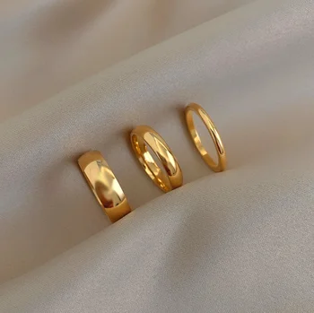 2 mm 4 mm 6 mm, iz Nerjavnega Jekla 18K pozlačeni Srebrne Barve Členek Obroči Lady Minimalističen Zlata prstana za Ženske Tamnjeti Brezplačno