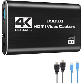 2X Audio Video Capture Card, 4K USB 3.0 Zajemanje Video Adapter Pretvornik Za igre na Srečo Pretakanje Živo Video