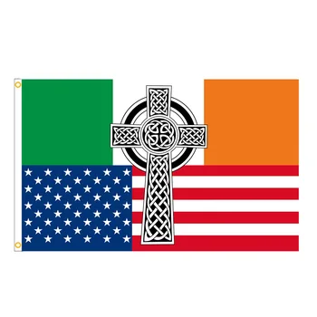 3x5ft Vesel St Patricks Day Irski Keltski Križ Zastavo z Medenina Grommet Krščanski Križ na Prostem Banner