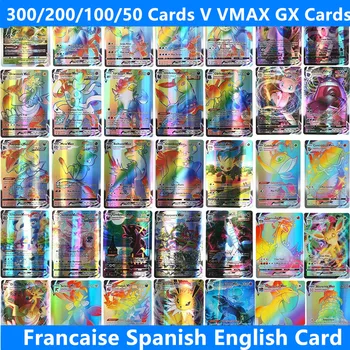 5-300Pcs francoski angleški cartas italijanščina nemščina pokemon Karte francaise španski Kartico Featuring 300 Gx 360 V Max VMAX 100 Tag Team