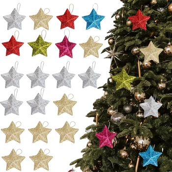 6-24pcs Bleščice Star Božično Drevo Okraski Visi Obesek NewYear Stranka Dobave 2024 Božično Dekoracijo za Dom Navidad