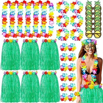 60 cm Hawaiian Luau Hula Travo Krilo z Elastičnim Ananas sončna Očala Cvetje za Poletje Hawaiian Beach Dance Party Supplies