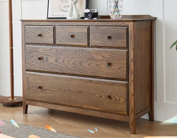 Ameriški stil masivnega lesa široko pet vedro kabinet, okolju prijazno spalnica shranjevanje omara, omara za shranjevanje