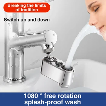 Baker univerzalno pipo 1080° dviganje anti brizgne šoba, kopalnica pranje, umivanje zob, obračanje razširitev mehansko roko