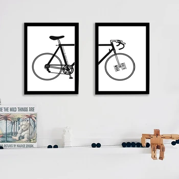 Black White Bicycle Art Tisk Plakat Sodoben Nordijski Stensko Slikarstvo, Umetnost, Slika, Platno, Slikarsko Dom Dekoracija Ni Uokvirjena