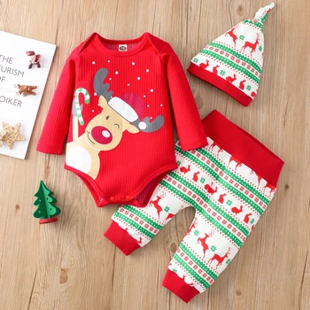 Božič Otroška Oblačila, ki 0-18 Mesecev 3pcs Novo Leto Božični Kostum Za Malčke Baby Dekleta Fantje Obleke 2023
