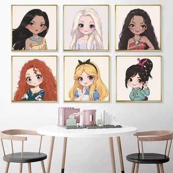 Disney Risanke Princesa Serije Elsa Platno Slikarstvo Plakatov in Fotografij Wall Art Slik, ki Živijo Otroci Soba Doma Dekor