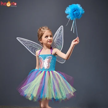 Elf Angel Metulj Otroci Tutu Obleko s Krili Palico Princesa Vila Dekleta Halloween Rojstni Metulj Kostum Fancy Obleke