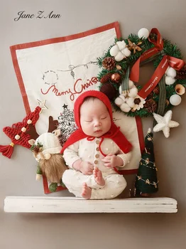 Fotografija rekviziti newborn baby Božični kostumi red hat+bela romper lutka božič drevo festivala vzdušje studio doma streljanje