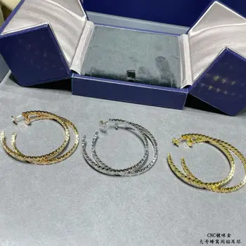 Francoski Luksuzne blagovne Znamke nakit Pet listov Cvet Štiri deteljico Zapestnica Zlato, Srebro 925 Velike Satja Uhani
