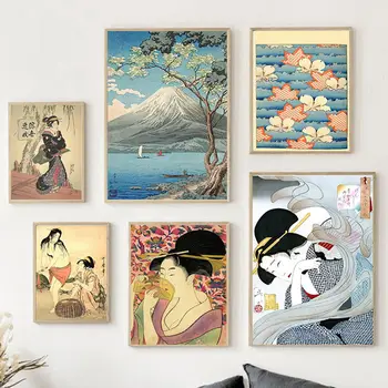 Japonska Edo Obdobja Ukiyo-e Mount Fuji Gejša Wall Art Platno Slikarstvo Nordijska Plakatov In Fotografij Vintage Fotografij Za Spalnica Dekor