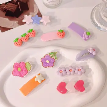 Kawaii Srčkan Barrettes Set Candy Barve korejskem Slogu Pisane BB Posnetek Princesa Serije Ostra Cvet Lase Sponke za Lase Styling Orodje
