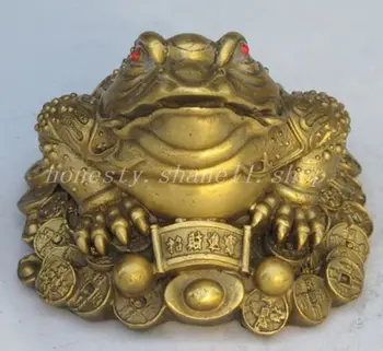 kitajska fengshui brona, bakra Bogastva, denarja, Zlata Urh žaba zver kip Zbirateljske Stare Handwork bakra, Srebra, Brona