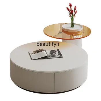 Krema Slog okroglo Kamnito Ploščo mizico, malo Stanovanje v Dnevni Sobi Doma Visoko Ustvarjalne Kavč Strani Tabele