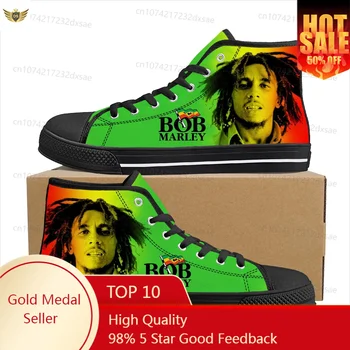 Legenda Bob Marley Reggae Rasta Visoko Top Visoke Kakovosti Copati Moški Ženske Najstnik Platno Zavezat Priložnostne Par Čevljev Po Meri Čevlji