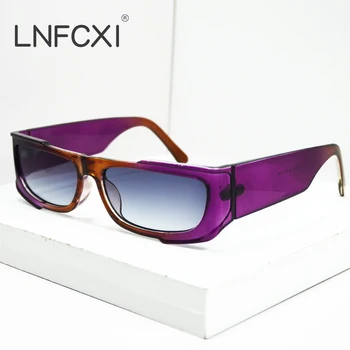 LNFCXI Moda Pravokotnik Vijolično Dvojno Barvo Ženske Retro sončna Očala Gradient Odtenki UV400 Moški Trendi sončna Očala