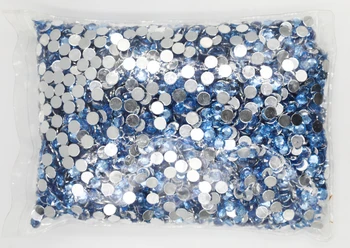 Lt., temno modra Barva 1.5~12 mm Ravno Zadnji Krog Akril Okrasnih Kroglic,3D Acrylic Nail Art / Oblačilo Dekoracijo