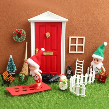 Lutke Miniaturni Predmetov Elf Božični Set Mini Sled Božično Drevo Venec Lutka Hiša Outdoor Oprema Namizni Okras Igrače