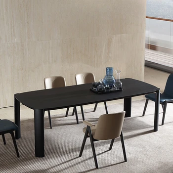 Minimalističen italijanski družini masivnega lesa dolgo jedilno mizo, sodoben minimalističen majhne enote jedilna miza