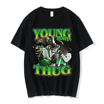 Mladi Thug Hip Hop Rap Unisex Majica s kratkimi rokavi Moški Ženske Prevelik Grafični T Shirt majice Poletje Harajuku Moda Kul Ulične Vrhovi