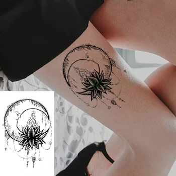 Nepremočljiva Začasni Tattoo Nalepke luna cvet star ogrlica Ponaredek Tatto Flash Tattoo, Body Art tetovaže za Dekle, Žensk, Moških, otrok