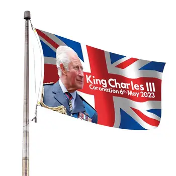 Novi Kralj Charles III Praznovanje Zastavo Charles III Enthronement Spomina Nasledstva Zastavo Unije Jack Britanski Dekoracijo