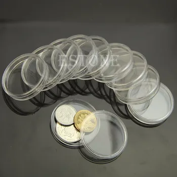 Novo 10PCS lucency Uporablja Primerih Kovanec za Shranjevanje Kapsule Imetnik Krog Plastični 37 mm