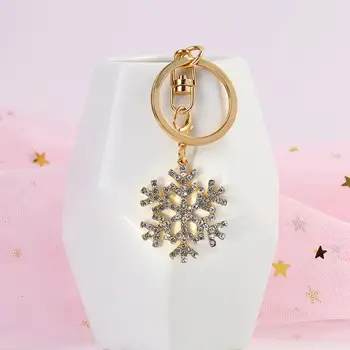 Odstranljiva Moda za Ženske Ženske Božično Darilo Zlato barvo Obesek Nakit Snežinka Keychain Key Ring