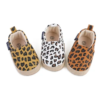 Otroške Usnjene Čevlje Novorojenčka Fantje Dekleta Retro Leopard Prvi Pohodniki Obutev za Malčke Gume Non-slip Baby Toddler Priložnostne Čevlji