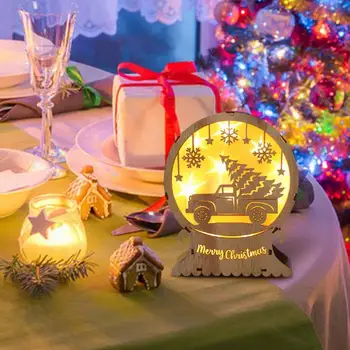 Prižgal Božični Okraski LED Elk Svetlobe Izdolbla Lesa, Božični Okraski Doma Dekor Noč Svetlobe Namizje Umetnostne Obrti