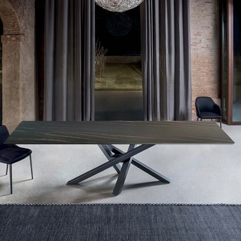 Razkošje svetlobe dnevna soba gospodinjski rockboard jedilno mizo stol kombinacija italijanski sodobni preprost marmorja tabela