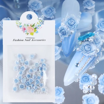 Rose Nohtov Čar Okraski Mešani Biseri Design Pribor za Manikuro Del DIY 3D Pisane Flower Nail Potrebščine Za Strokovnjake