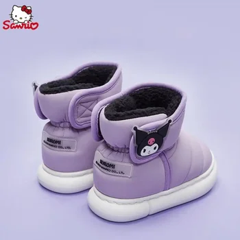 Sanrio Hello Kitty Kuromi Cinnamoroll Dekleta Bombaž Sneg Škornji Moda Otroci Priložnostne Čevlji Toplo Otroci Škornji Zimski Čevlji Bombaž