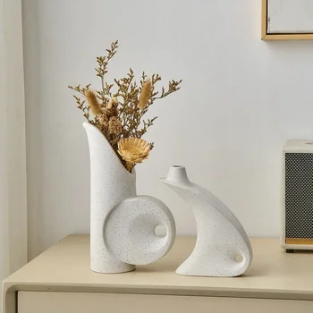 Umetniško Keramična Vaza za suho Cvetje Office Home Okraski Srčkan Soba Dekor Dekorativna Vaza za Poroko Ornament Obrti