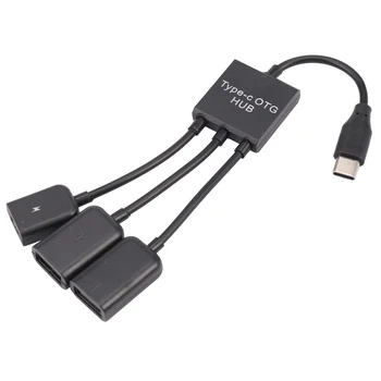 USB 3.1 Tip C Moški 2 Dual USB 2.0, Ženski + Micro-USB Ženski 3 v 1 OTG HUB
