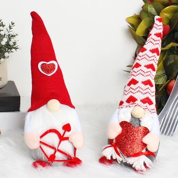 Valentines Gnome Plišastih Nastavite valentinovo Palčki Dekor Kit 2PCS Gospod In Gospa švedski Tomte Gnome Valentinovo Darila