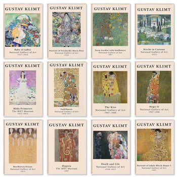 Vintage Gustav klimt, ki jih Plakat Povzetek Egipt Ženski Platna Slike Boho Tiskanja Nordijska Wall Art Sliko za Domov Dekoracijo Sten