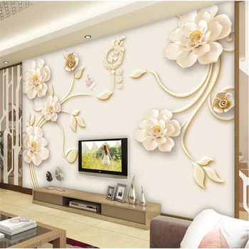 wellyu papel-de-parede ozadje po Meri 3D tri-dimenzionalni nakit jade lotus doma in bogato ozadju stene tapety