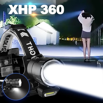 XHP360 Ultra Močni Žarometi 18650 High Power Led Glavo Svetilka Zoomable Žaromet za ponovno Polnjenje Ribolov Glavo Svetilka Svetilka