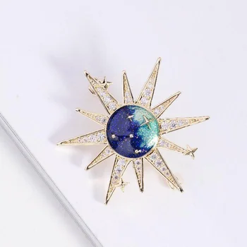 Zvezdnato Nebo Serije Sun Broška Fantasy Modra Vesolje Zvezdnato Nebo, Sonce Broška Osebnost Design Oblačila Pin Trend Dodatki
